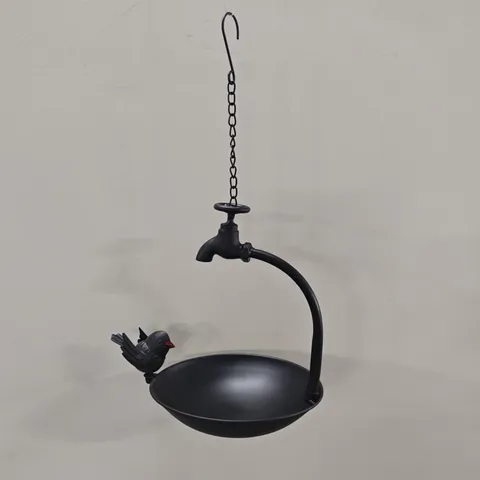 Pastoral Stainless Steel Hanging Bird Feeder Creative Faucet Shape Bird Bath For Outdoor Yard Garden Decoration Metal Bird Feeder Bowl with Chain Hook