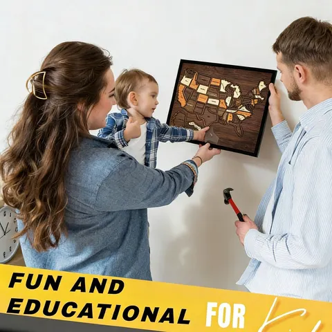 Holz USA Reisekarte Puzzle Lasergravierte Staaten Holzstücke Für Haus Büro Wand Deko Pädagogisches Lernkarte Geschenk