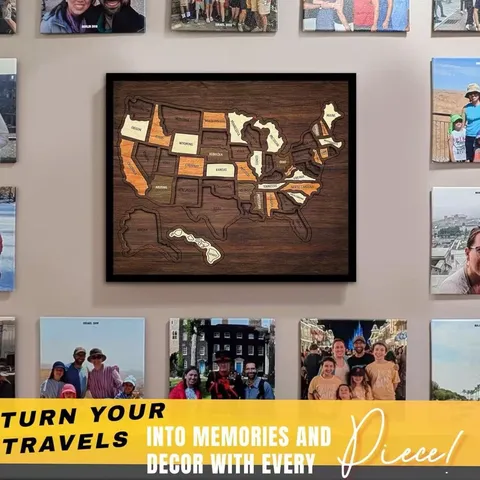 Holz USA Reisekarte Puzzle Lasergravierte Staaten Holzstücke Für Haus Büro Wand Deko Pädagogisches Lernkarte Geschenk