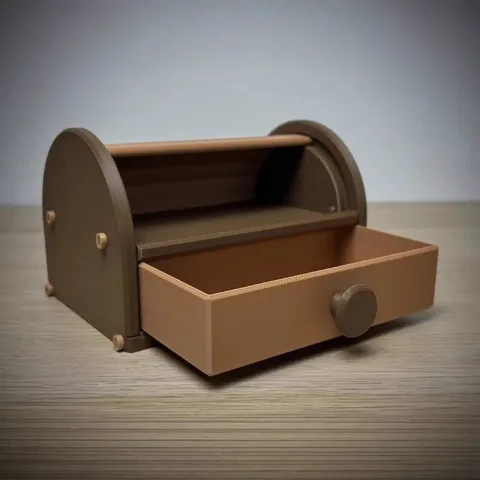 3D Gedruckt Brotkasten Rolltop Küchenaufbewahrung Vintage Desktop Brotkorb Mit Schublade Home Organizer Zur Brotaufbewahrung