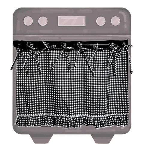 Jupe de Four à Carreaux Fait Main Style Européen Housse Décorative de Cuisine en Tissu Avec Volants et Nœuds Papillon