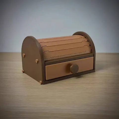 3D Gedruckt Brotkasten Rolltop Küchenaufbewahrung Vintage Desktop Brotkorb Mit Schublade Home Organizer Zur Brotaufbewahrung