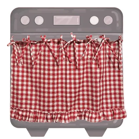 Jupe de Four à Carreaux Fait Main Style Européen Housse Décorative de Cuisine en Tissu Avec Volants et Nœuds Papillon