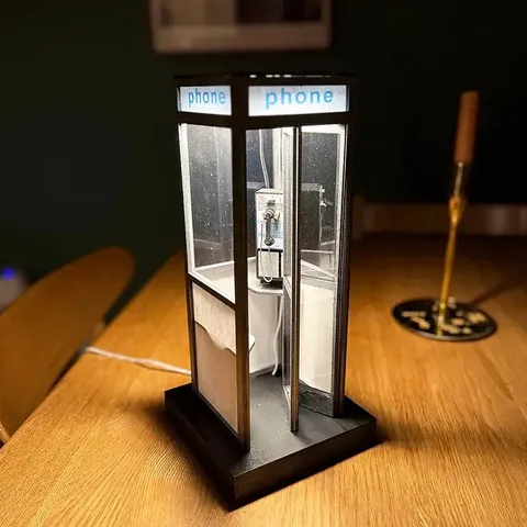 Vintage Miniature Telephone Booth LED Night Light Retro Desktop Ornament Ambience Lamp Home Decor Accessory Wired Power