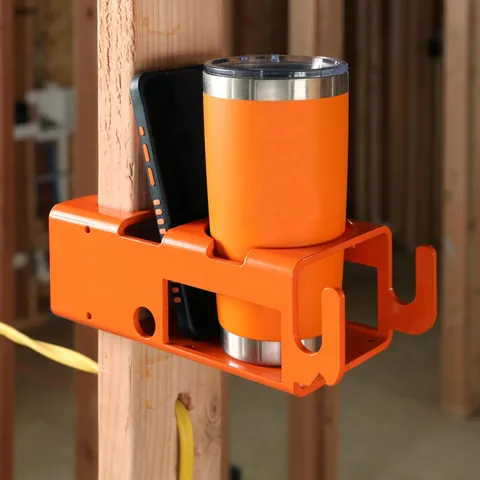 Tragbarer Metall Getränkehalter Pfostenmontage Becher Handy Regal Mit Haken Schwerlast Eisen Aufbewahrung Für Holzbearbeitung Baustelle