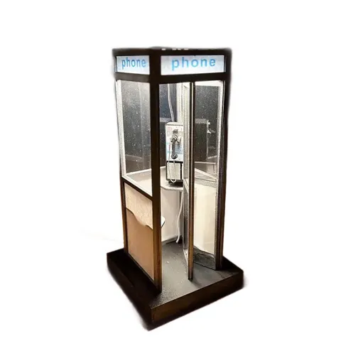 Vintage Miniature Telephone Booth LED Night Light Retro Desktop Ornament Ambience Lamp Home Decor Accessory Wired Power