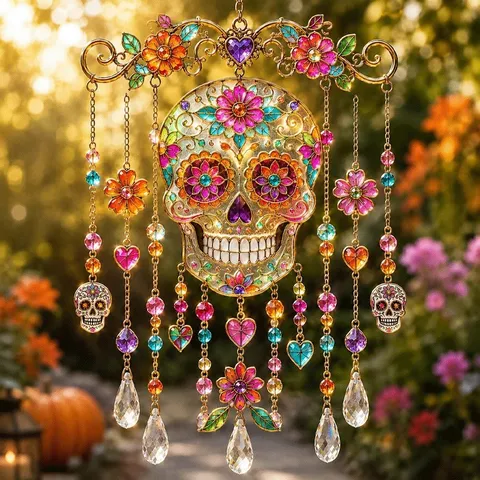 Halloween Suncatcher Windspiel Acryl Geist Kürbis Fledermaus Katze Mond Anhänger Hängedeko Kristall Tropfen Party Deko