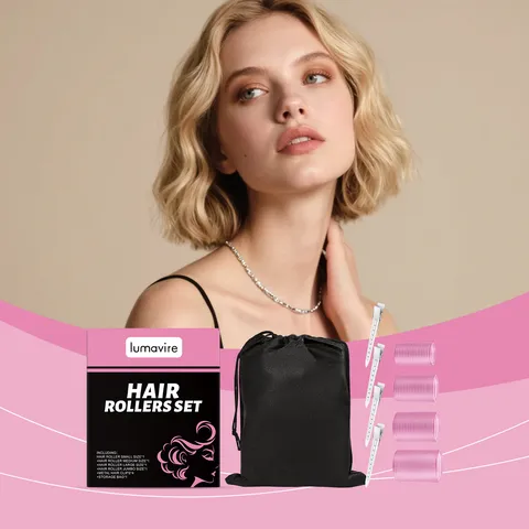 Self Adhesive Hair Rollers Set With Metal Clips And Storage Bag Air Bangs Wavy Curling Hair Styling Tools For Women