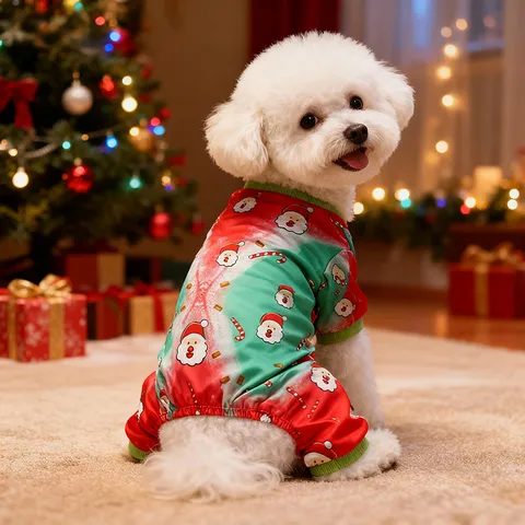 Pet Christmas Four Legged Clothes Puppy Holiday Pajamas Cute Dog Winter Warm Jumpsuit Festival Costume Apparel