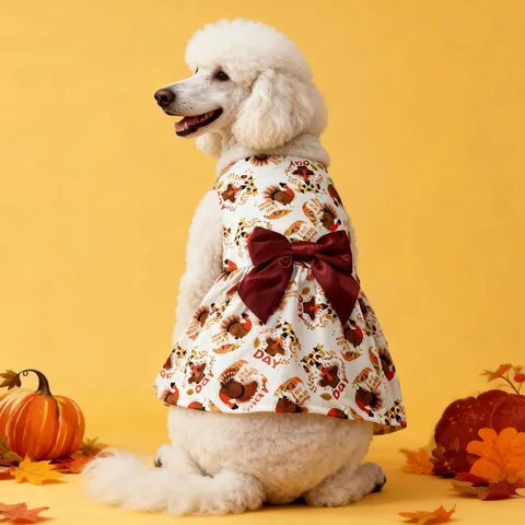 Thanksgiving Huisdier Hondenkleding Kalkoen Pompoen Print Hond Jurk Vest T-Shirt Voor Grote Middelgrote Honden Herfst Vakantie Outfit