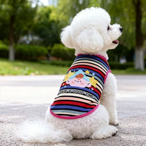 Schattig Tekenfilm GestreEPT Huisdier Vest Ademend Katoen Puppy Hond Zomer Kleding Tanktop