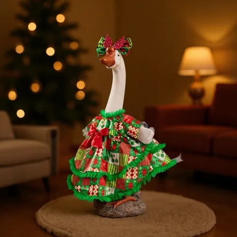 Atuendo de Ganso de Porche de Navidad y Halloween Ropa de Ganso de Césped Grande Disfraz de Vestir Festivo Con Sombrero de Lazo Decoración de Patio