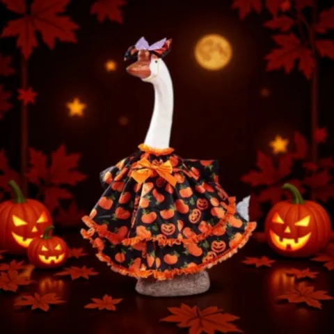 Atuendo de Ganso de Porche de Navidad y Halloween Ropa de Ganso de Césped Grande Disfraz de Vestir Festivo Con Sombrero de Lazo Decoración de Patio