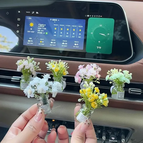 Auto Luftauslass Vase Aromatherapie Mini Glasflasche Künstliche Blume Lüftung Parfum Clip Auto Innendekoration Ornament
