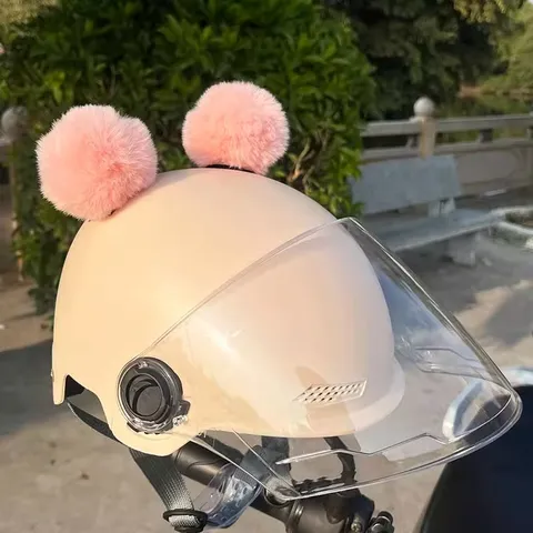 Carina Decorazione per Casco da Moto Orecchie di Peluche Soffice Accessori Universali per Casco da Scooter Attrezzatura Protettiva