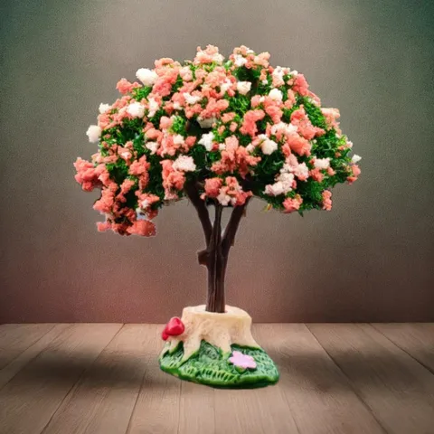 Árbol de Cerezo Artificial Creativo Paisaje en Miniatura Adorno de Resina Decoración Floral de Escritorio para Oficina Hogar