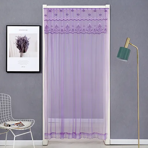 Tendina per Porta in Pizzo Tenda Divisoria in Rete Antizanzara Ricamo Floreale Moderno Minimalista Per Camera da Letto Soggiorno