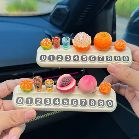 Señal de Estacionamiento Temporal para Coche Modelo Miniatura de Fruta y Bebida Creativo Oculto Decorativo para Interior de Coche