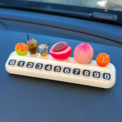 Señal de Estacionamiento Temporal para Coche Modelo Miniatura de Fruta y Bebida Creativo Oculto Decorativo para Interior de Coche