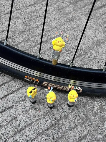 Bicycle Tire Valve Cap Cute Little Yellow Chicken Resin Dust Cover Creative Cycling Accessories For French US Air Nozzle