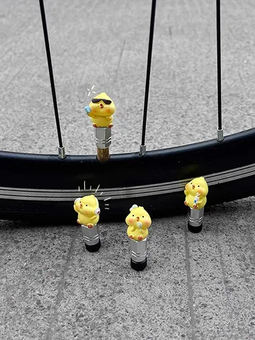 Bicycle Tire Valve Cap Cute Little Yellow Chicken Resin Dust Cover Creative Cycling Accessories For French US Air Nozzle
