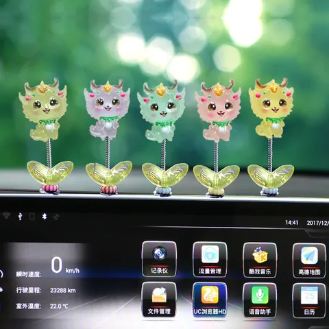 Cute Resin Dragon Baby Bobblehead Car Center Console Ornament Car Interior Dashboard Decoration Cute Animal Figurine