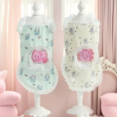 Ropa De Mascota De Encaje Fino De Verano Lindo Perro Gato Chaleco Cachorro Vestido De Princesa Pequeño Perro Ropa