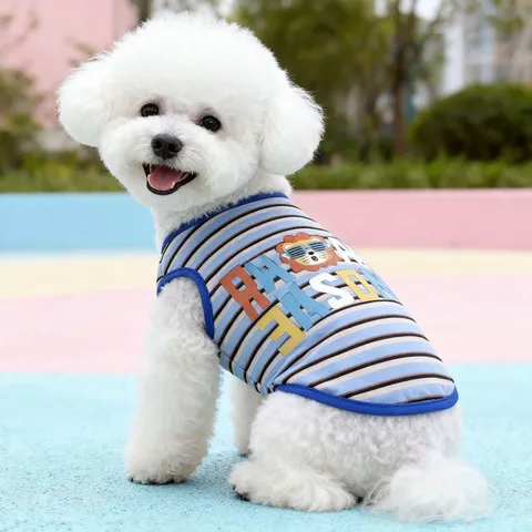Lindo Chaleco a Rayas para Perro Mascota Dibujos Animados León Verano Ropa Transpirable para Bichon Teddy Perros Pequeños Ropa