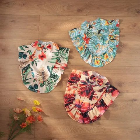 Vestido de Capa Hawaiana para Mascota Perro Playa Protector Solar Camisa Delgada Lindo Estampado Floral Vacaciones de Verano Ropa de Mascota
