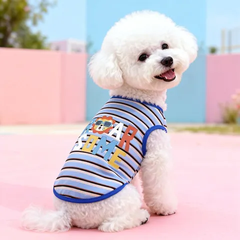 Lindo Chaleco a Rayas para Perro Mascota Dibujos Animados León Verano Ropa Transpirable para Bichon Teddy Perros Pequeños Ropa