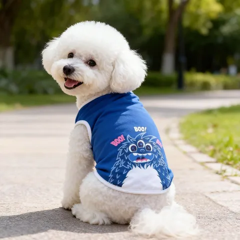 Chaleco para Perro de Mascota Verano Delgado Transpirable Lindo Estampado de Monstruo Camisa Perros Pequeños Ropa