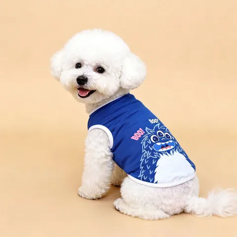 Chaleco para Perro de Mascota Verano Delgado Transpirable Lindo Estampado de Monstruo Camisa Perros Pequeños Ropa