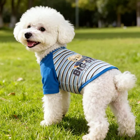 Camiseta de Verano Delgada y Transpirable para Perro Lindo Oso Chaleco a Rayas Ropa para Perros Pequeños Bichon Teddy Suministros para Mascotas