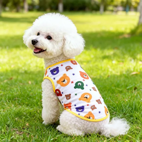 Mignon Ours Étoile Imprimé Chien Animal Été Mince Gilet Respirant Chiot Chat Vêtements Cartoon Gilet Vêtement pour Animal