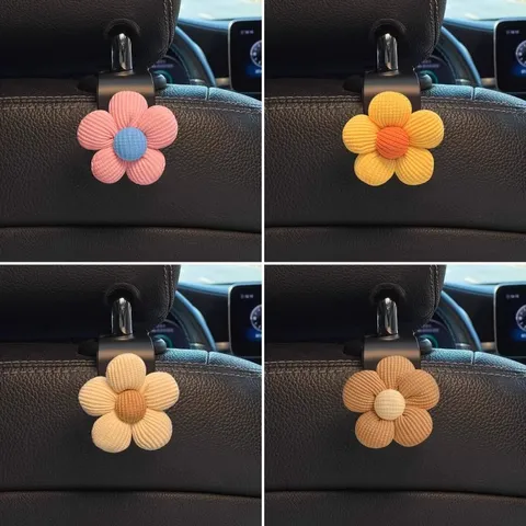 Schattige Bloemige Autostoel Achterhaak Multifunctionele Hoofdsteun Hanger Cartoon Interieur Opslag Organisatie Accessoires