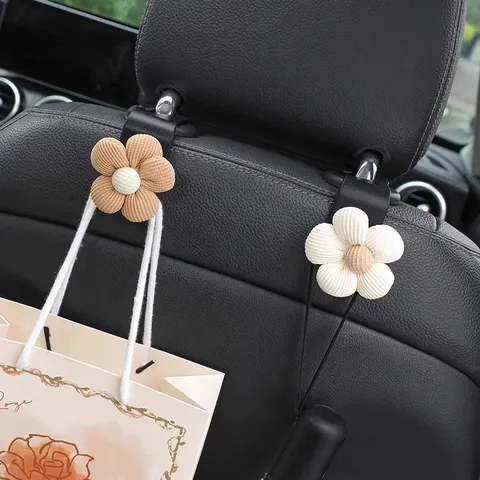 Schattige Bloemige Autostoel Achterhaak Multifunctionele Hoofdsteun Hanger Cartoon Interieur Opslag Organisatie Accessoires