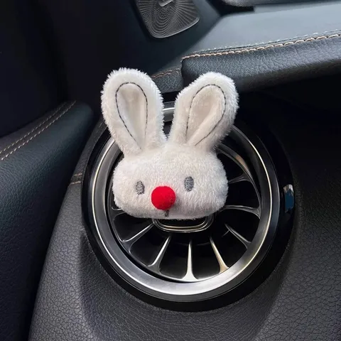 Cute Plush Cookie Croissant Rabbit Car Air Vent Aromatherapy Clip Cartoon Animal Fragrance Ornament Car Interior Decor