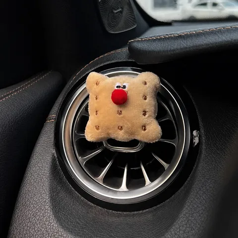 Cute Plush Cookie Croissant Rabbit Car Air Vent Aromatherapy Clip Cartoon Animal Fragrance Ornament Car Interior Decor