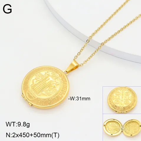 Collier Pendentif Médaillon en Acier Inoxydable Plaqué Or 18K Porte-Photo Imperméable Bijou Commémoratif Cadeau pour Femme Homme