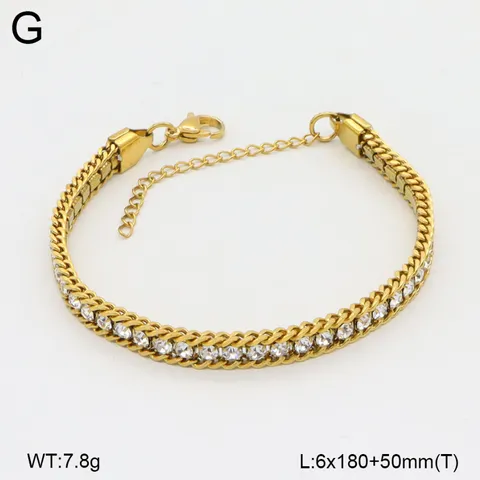 Femmes Acier Inoxydable Chaine Bracelet Plaque Or Geometrique Vague Cubaine Serpent Tresse Lien Mode Bijoux Cadeau