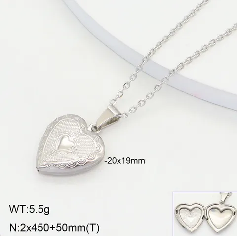 Collier Médaillon Cœur en Acier Inoxydable Pour Femmes Pendentif Photo Ouvrable Cadeau De Bijoux De Couple Romantique Avec Chaîne