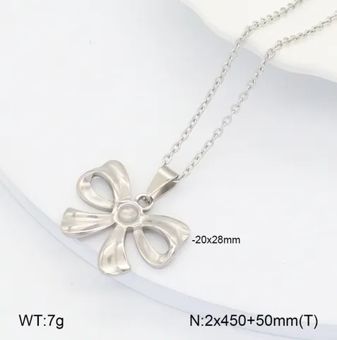 Collier Pendentif Minimaliste en Acier Inoxydable Nœud Plume Cœur Étoile de Mer Bijou Chaîne de Clavicule Mode