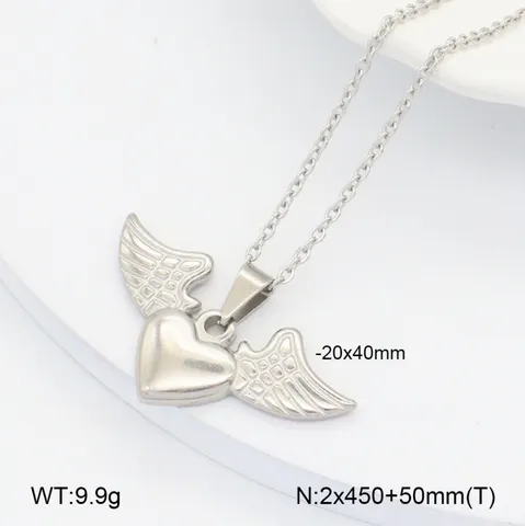 Femmes Acier Inoxydable Longue Chaîne Pull Collier Cœur Aile Nœud Papillon Croix Pendentif Mode Bijoux Cadeau Pour Dame