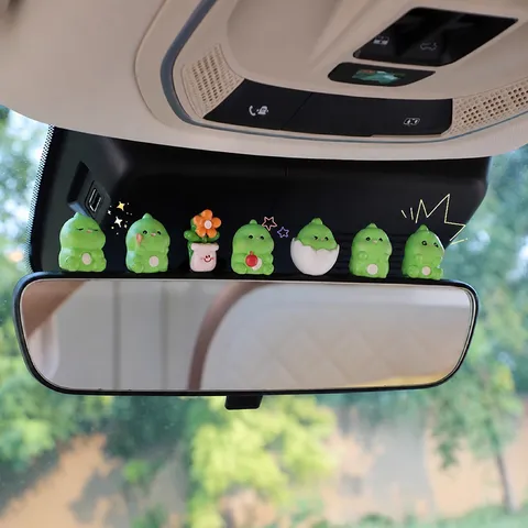 Lindo Dinosaurio Adorno de Coche Resina Dibujos Animados Pequeño Dinosaurio Muñeca Figura Escritorio Interior Consola Central Decoración
