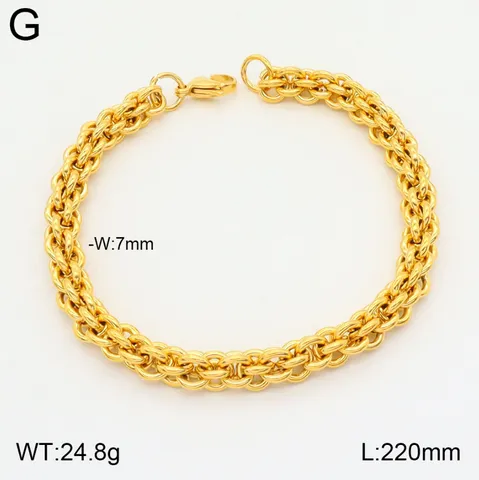Mode Acier Titane Bracelet Chaîne en Forme de U Plaqué Or 18K Bijou Géométrique Cadeau pour Hommes et Femmes