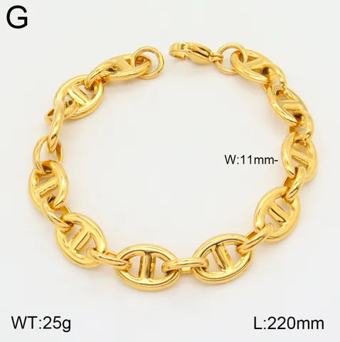 Unisexe Acier Inoxydable 18K Plaqué Or Épaisse Chaîne Ancre Maillon Bracelet Collier Mode Hip Hop Bijoux Cadeau