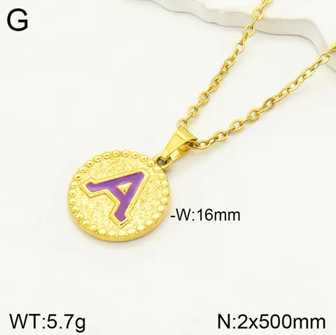 Collier Pendentif Lettre en Acier Inoxydable Minimalist pour Femmes Plaqué Or Charme Alphabet Émaillé Bijoux de Mode