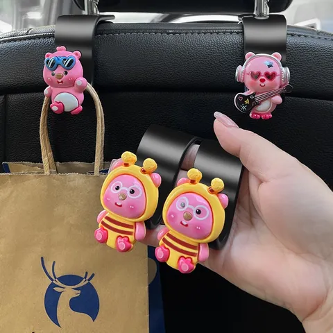 Gancho para Asiento Trasero de Coche de Castor de Dibujos Animados Lindo Percha Multifuncional Organizador de Almacenamiento