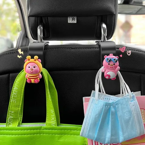 Gancho para Asiento Trasero de Coche de Castor de Dibujos Animados Lindo Percha Multifuncional Organizador de Almacenamiento