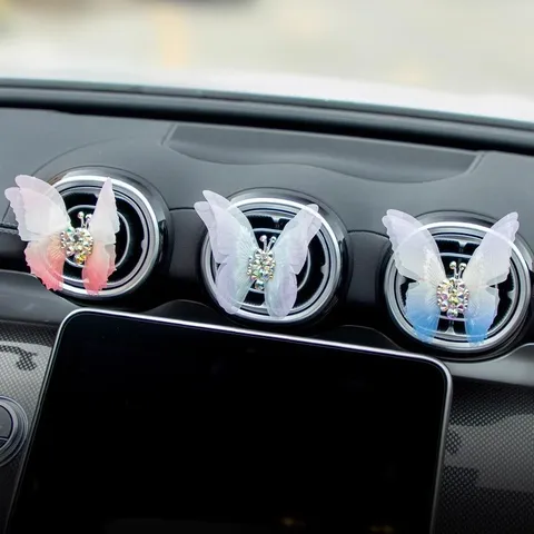 Auto Aromatherapie Schmetterling Luftauslass Dekoration Strass Netz Auto Ornament Lüftungsclip Parfüm Diffusor Innenausstattung